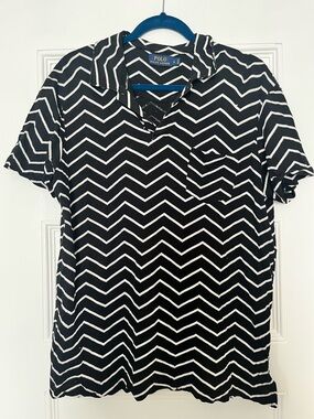 Polo by Ralph Lauren Black Polo with White Chevron Stripes